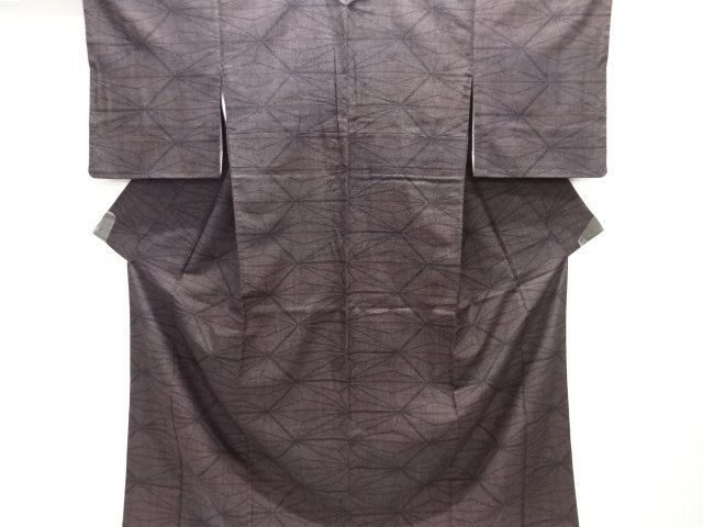 重要無形文化財本場結城紬100亀甲麻の葉模様織出し着物